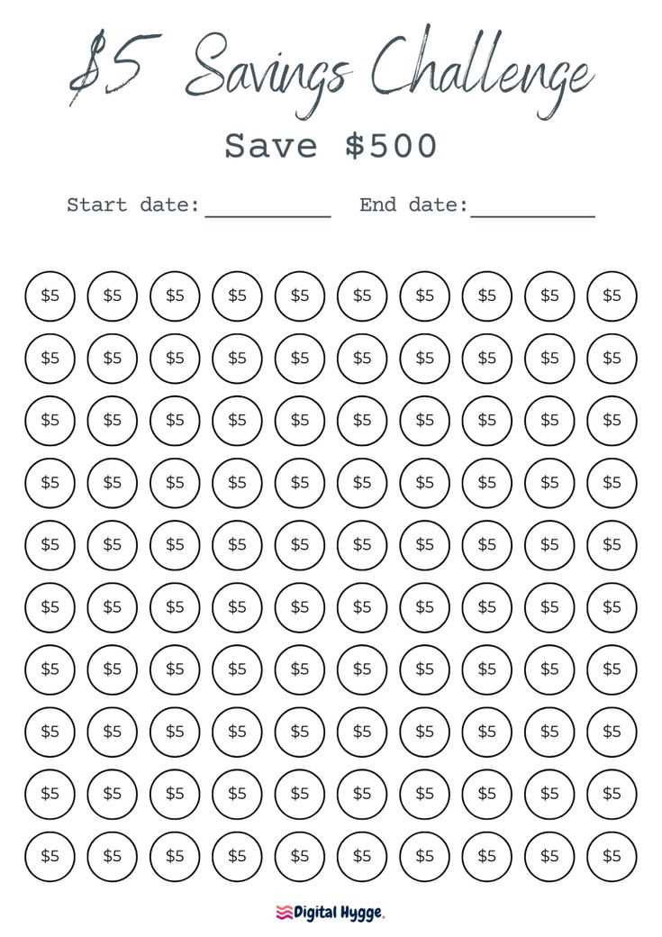 $500 savings challenge printable free