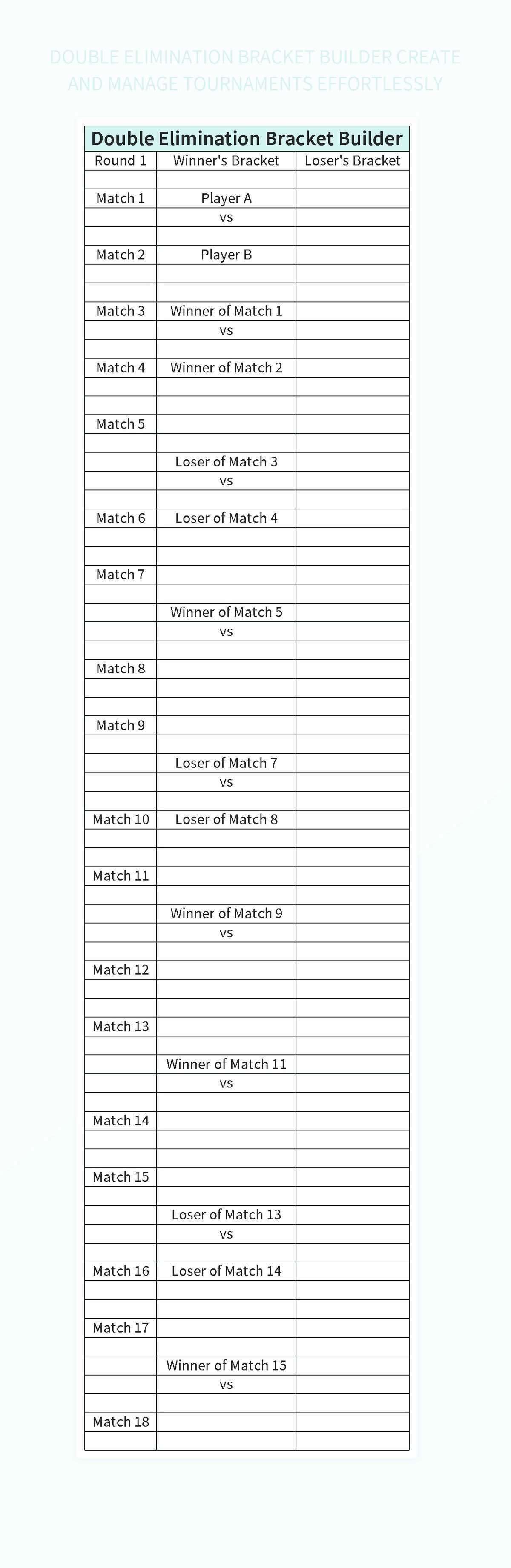 10 team double elimination bracket printable