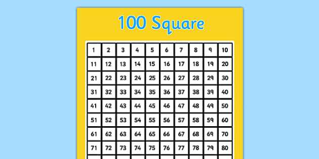 100 squares printable