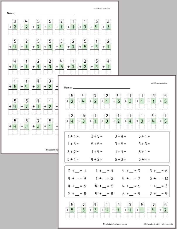 1st grade printable math worksheets
