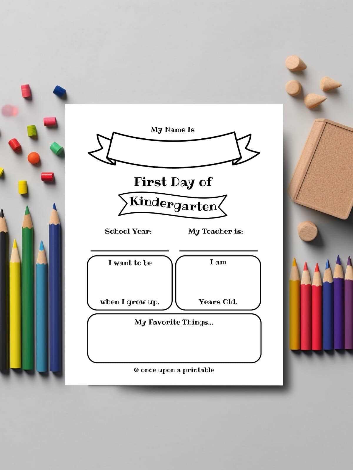 1st day kindergarten printable 1st day kindergarten printable