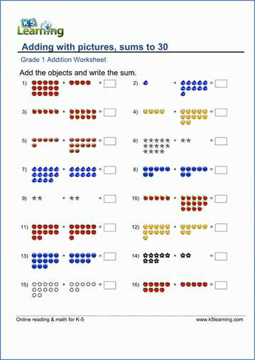 1st grade printable math worksheets