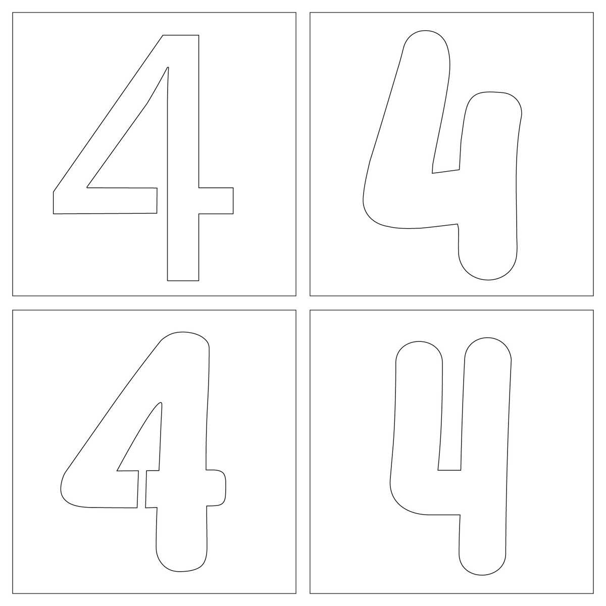 4 printable numbers 4 printable numbers