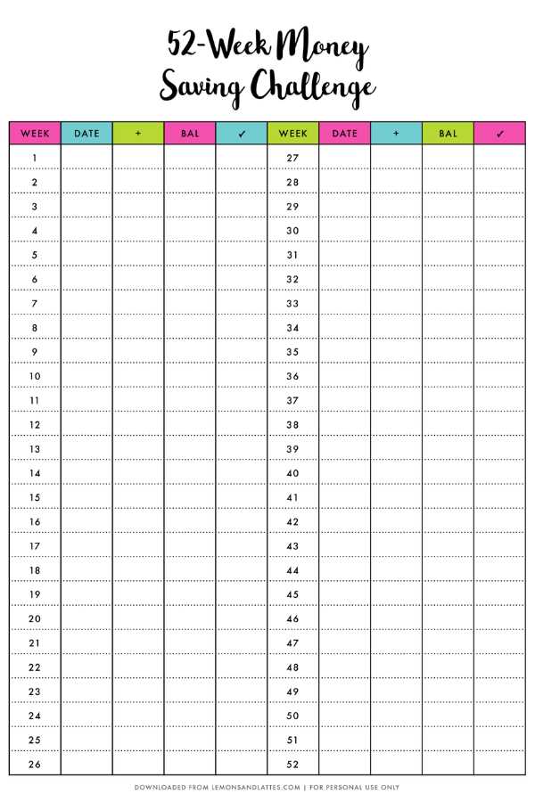 52 week challenge printable 52 week challenge printable