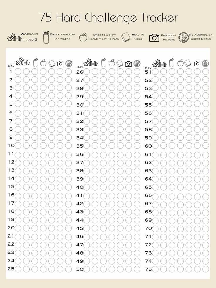 75 hard printable tracker