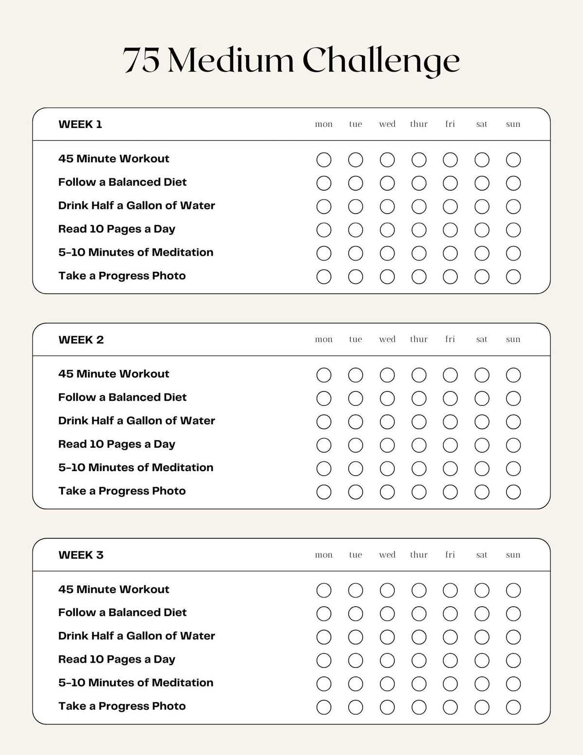 75 medium challenge printable free 75 medium challenge printable free