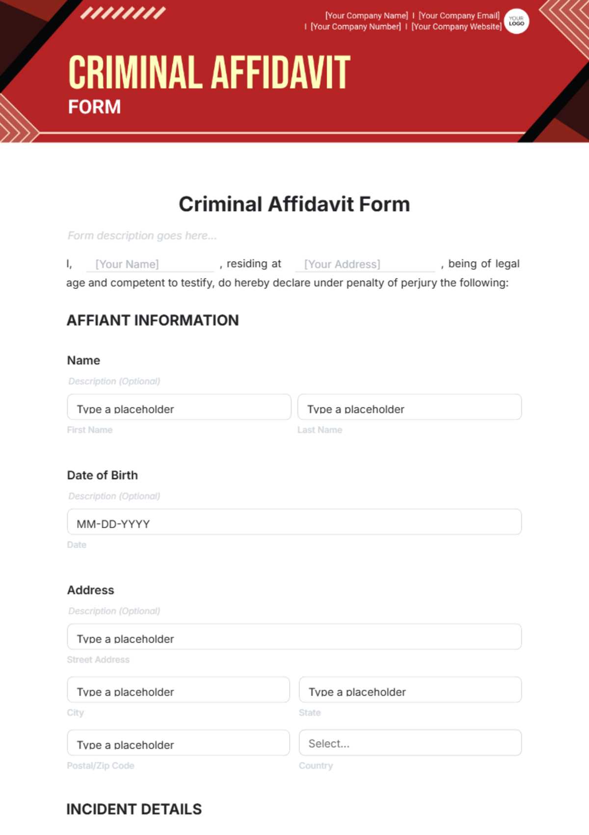affidavit printable form affidavit printable form