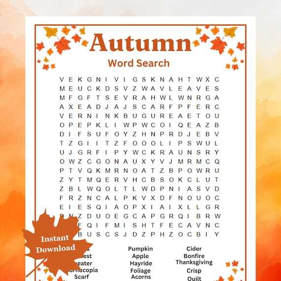 autumn word search printable