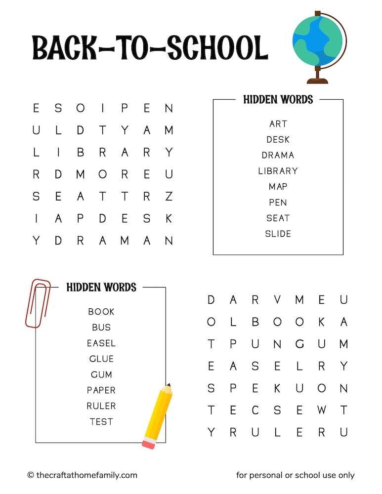 back to school word search free printable