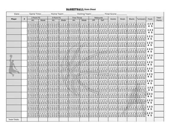 basketball statistics sheet printable