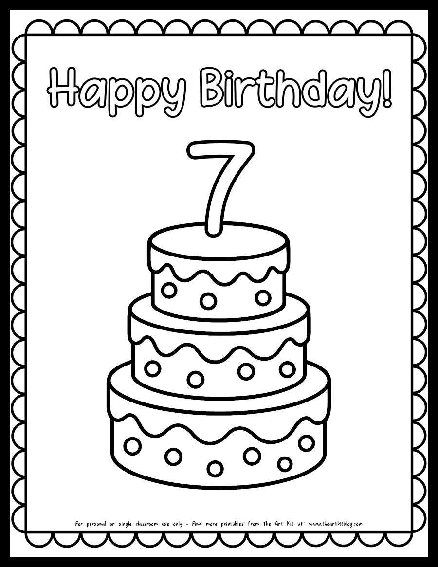 birthday cake coloring page printable