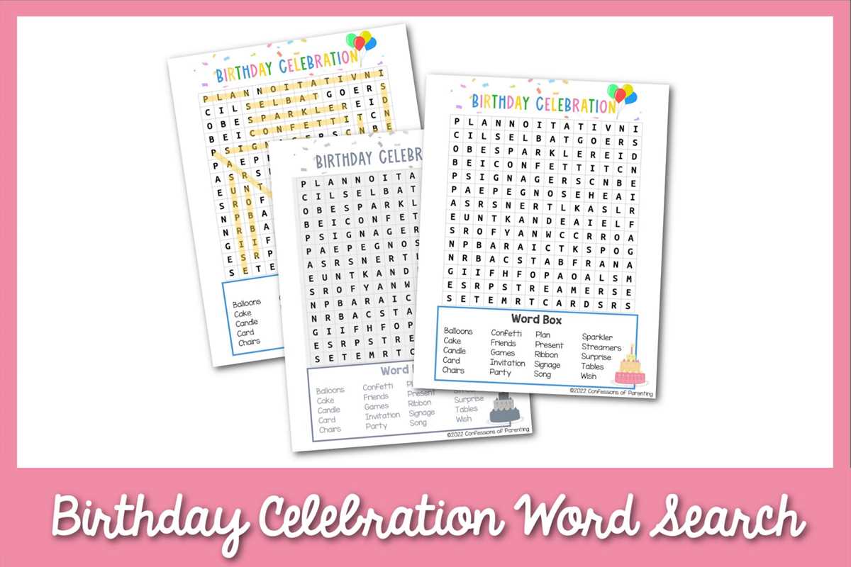 birthday word search printable birthday word search printable