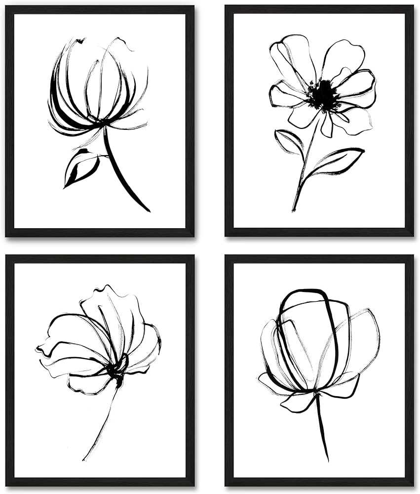 black and white flower printable