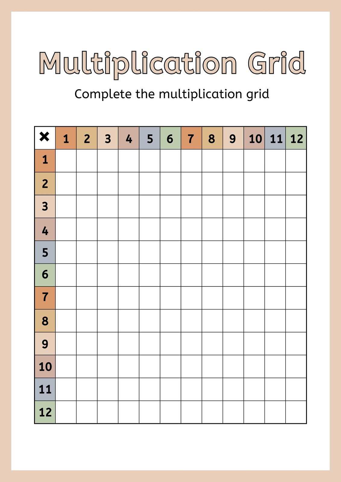 blank printable multiplication chart blank printable multiplication chart