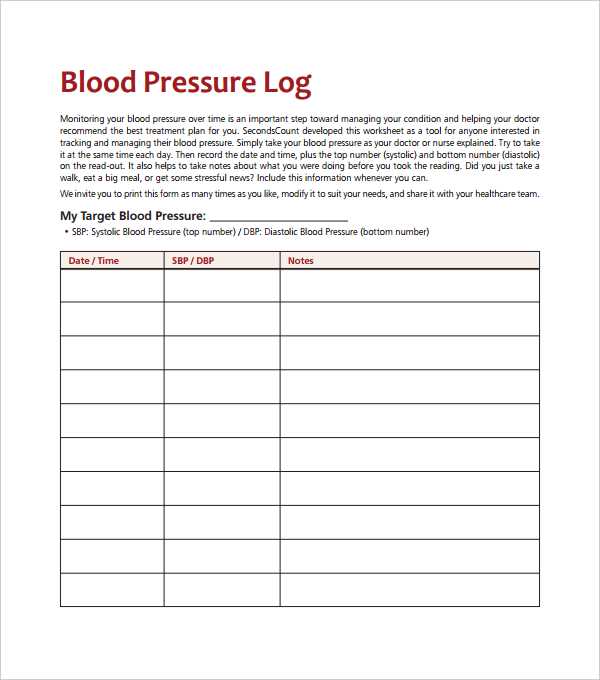 blood pressure log sheet printable