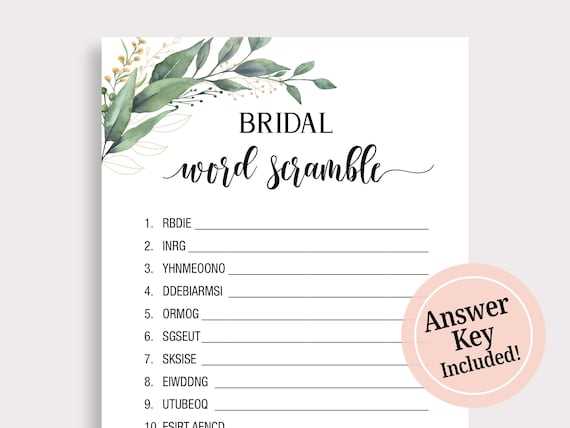 bridal shower word scramble free printable