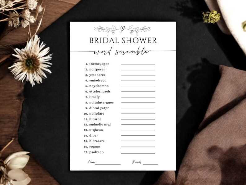 bridal shower word scramble free printable