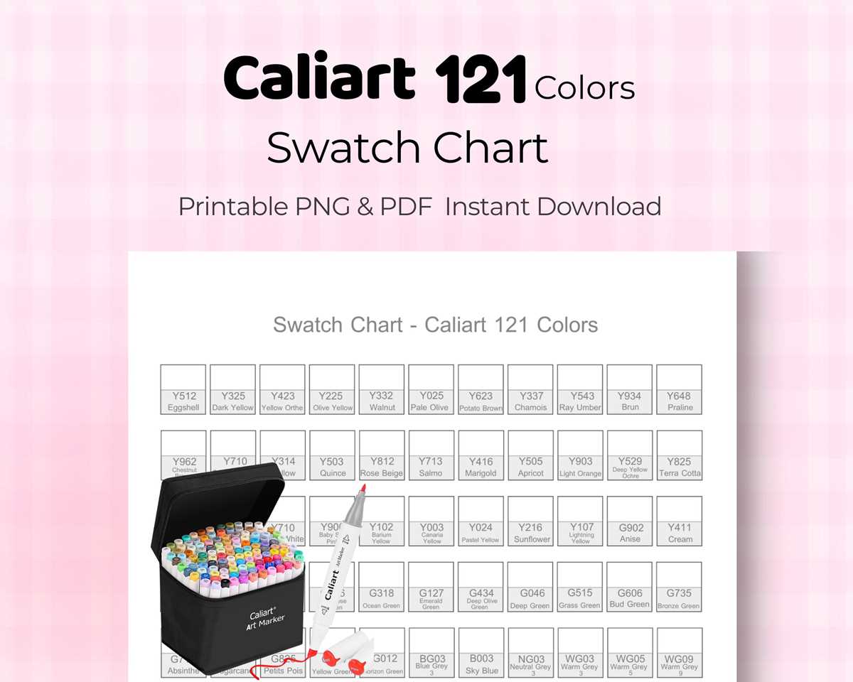 caliart markers color chart printable caliart markers color chart printable