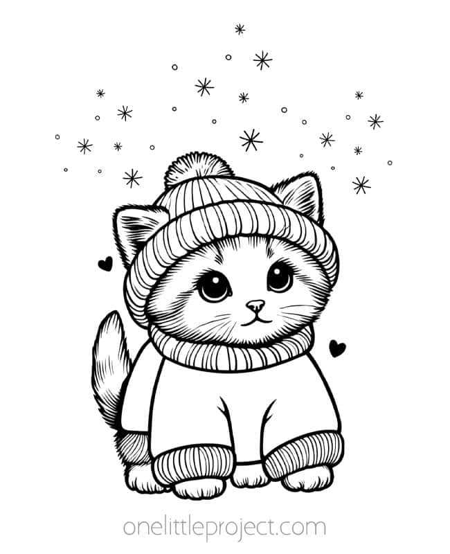 cat christmas coloring pages printable