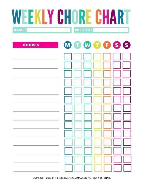 chore list template printable chore list template printable