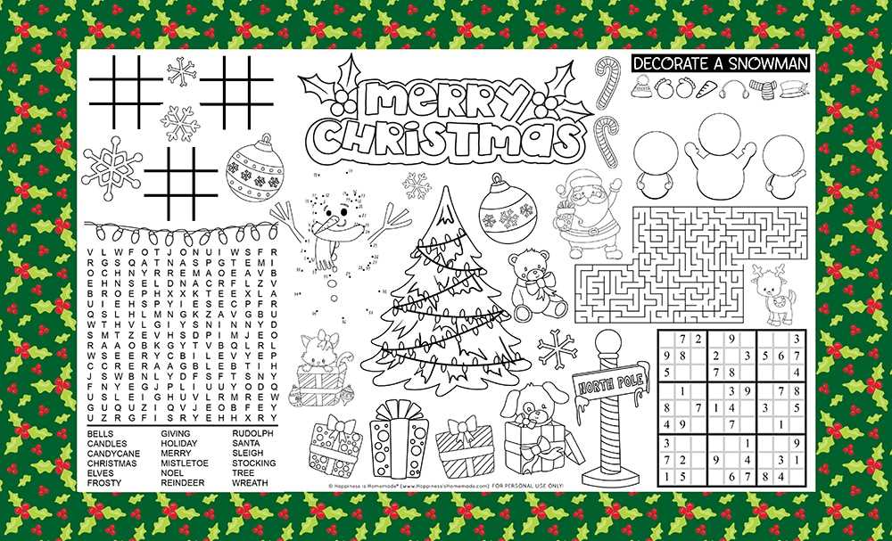 christmas printable placemats