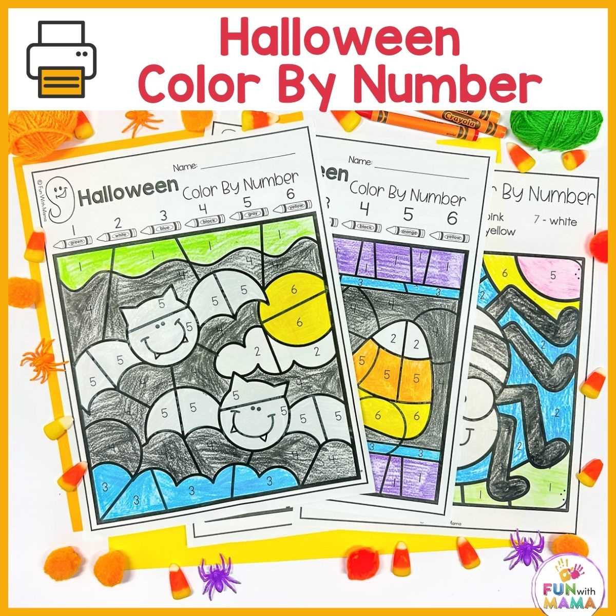 color by number halloween free printable