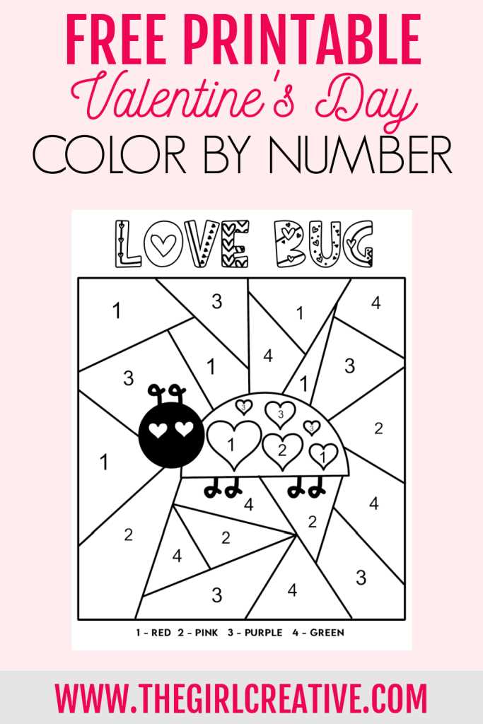 color by number valentine printables
