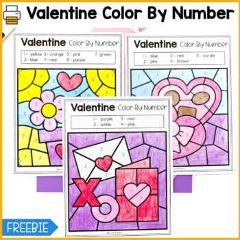 color by number valentine printables