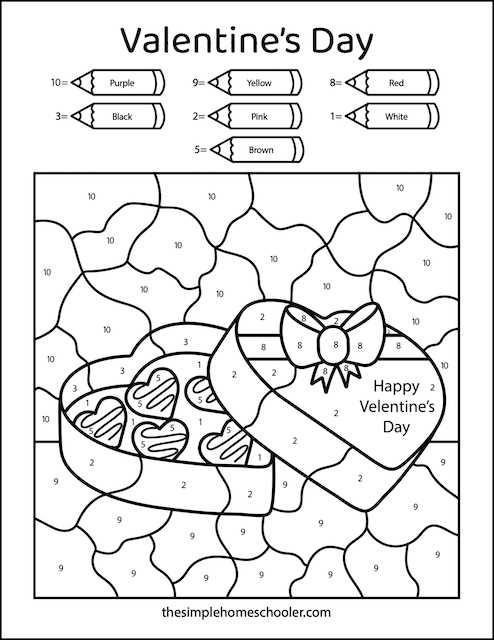 color by number valentine printables