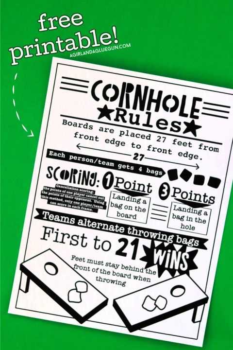 corn hole rules printable