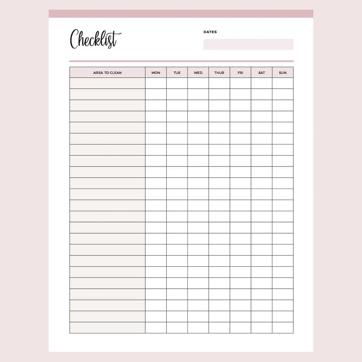 daily cleaning checklist printable