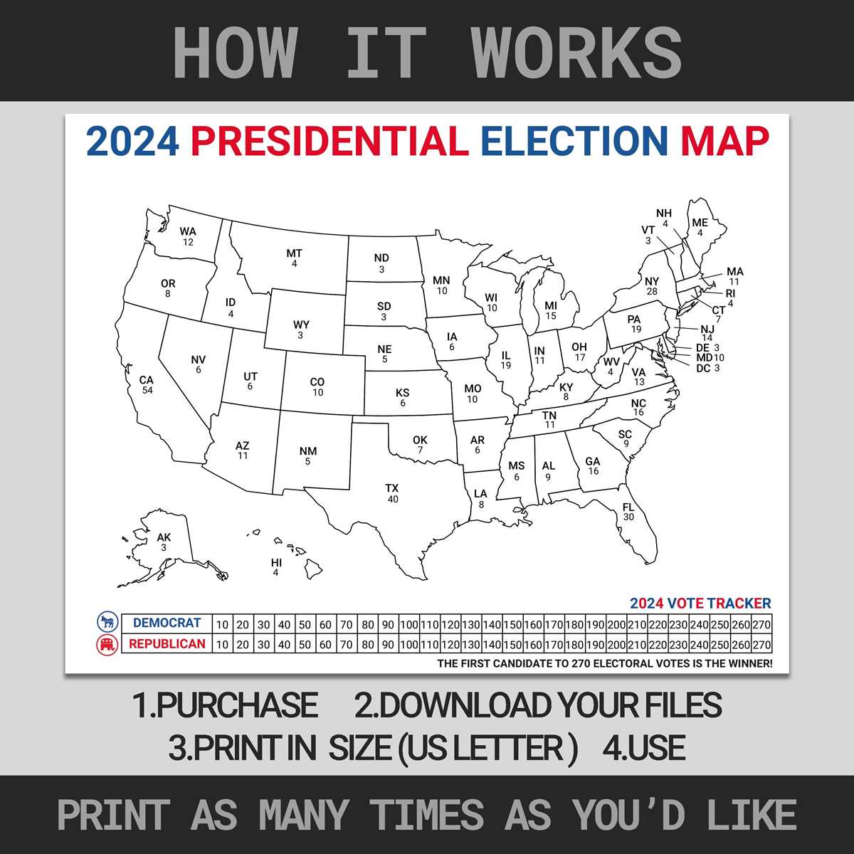 electoral college map printable
