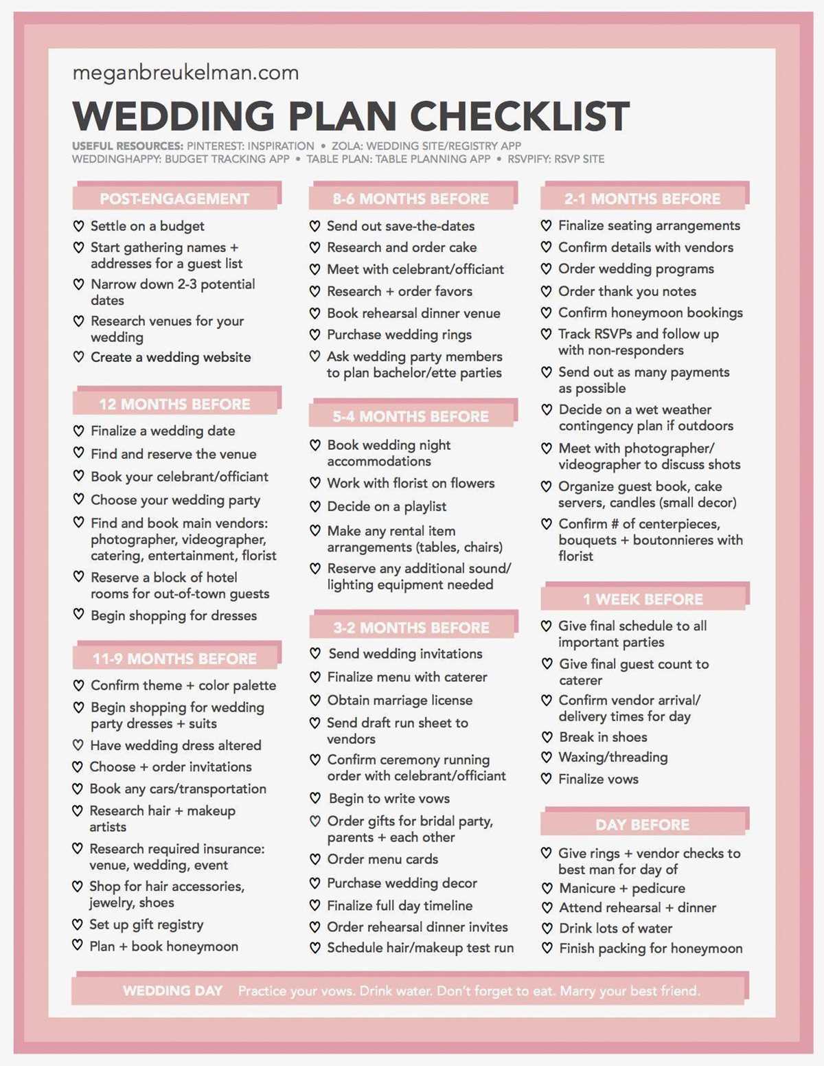 elopement checklist printable free