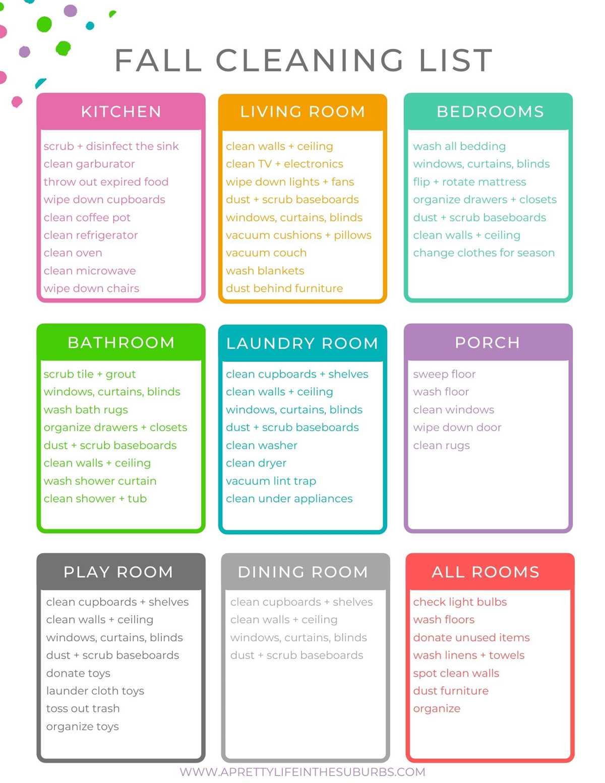 fall cleaning checklist printable fall cleaning checklist printable