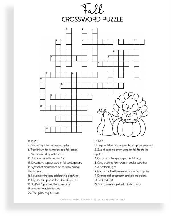 fall crossword puzzles printable
