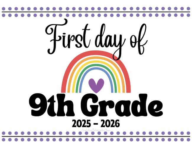 first day of 9th grade free printable