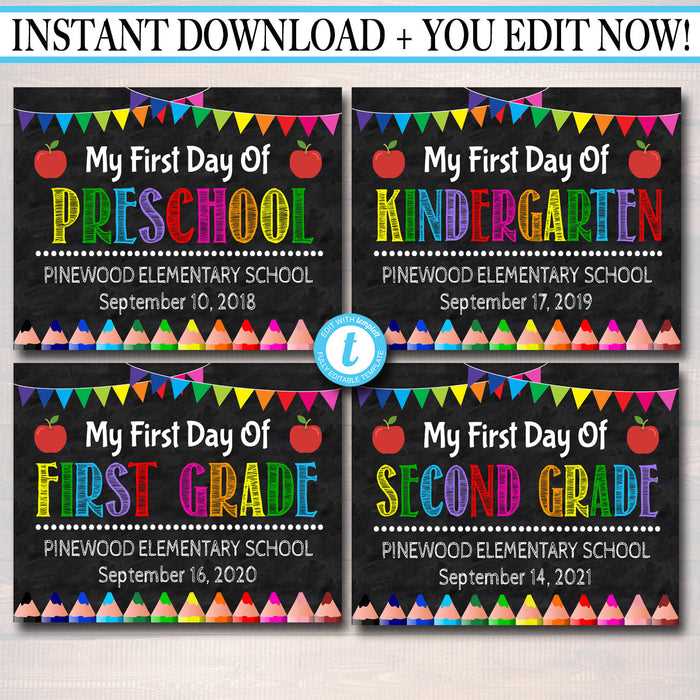 first day of school template free printable