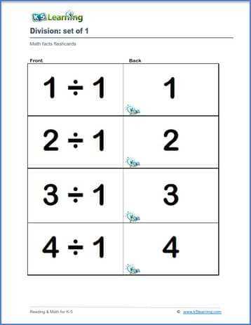 flash cards division printable