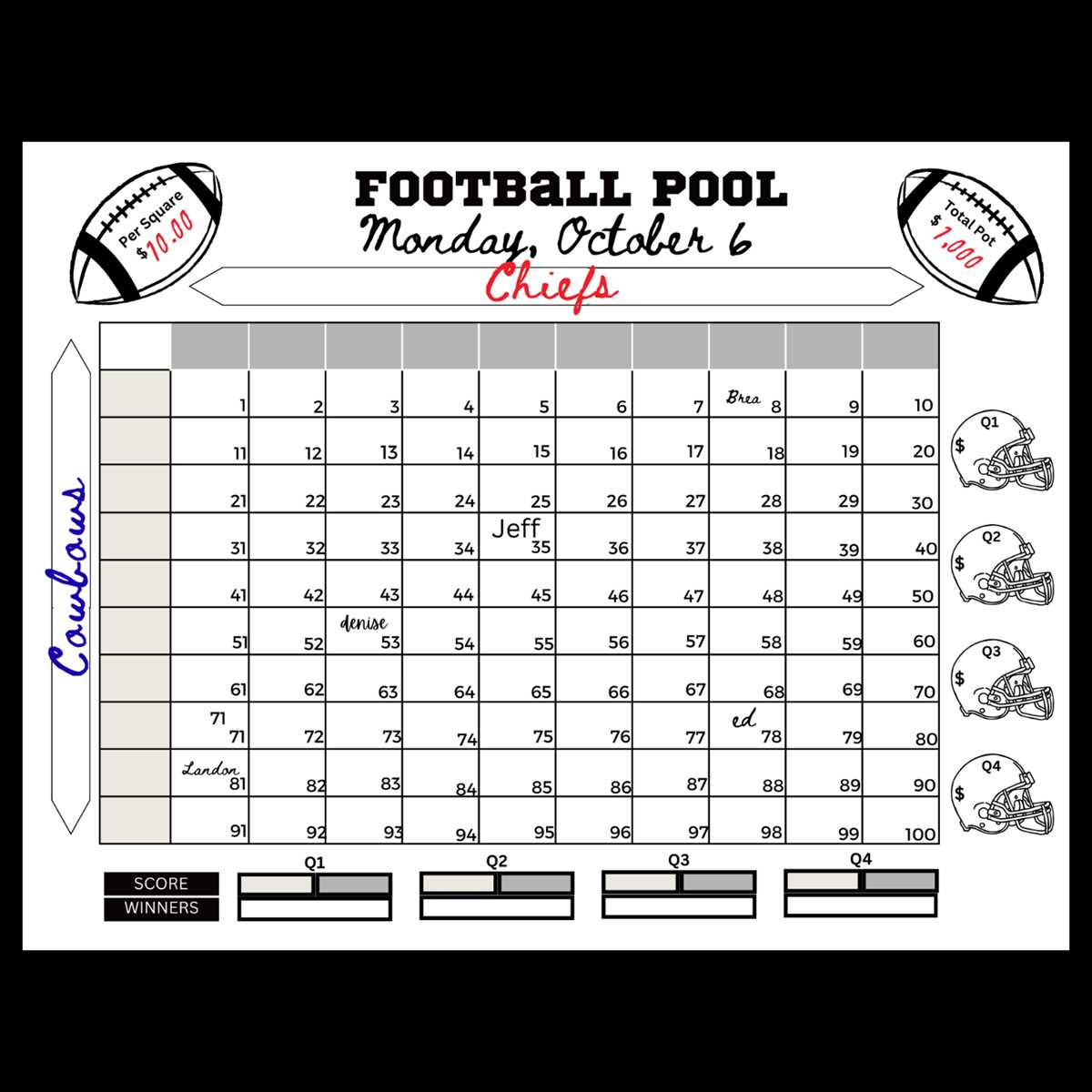 football pool template printable
