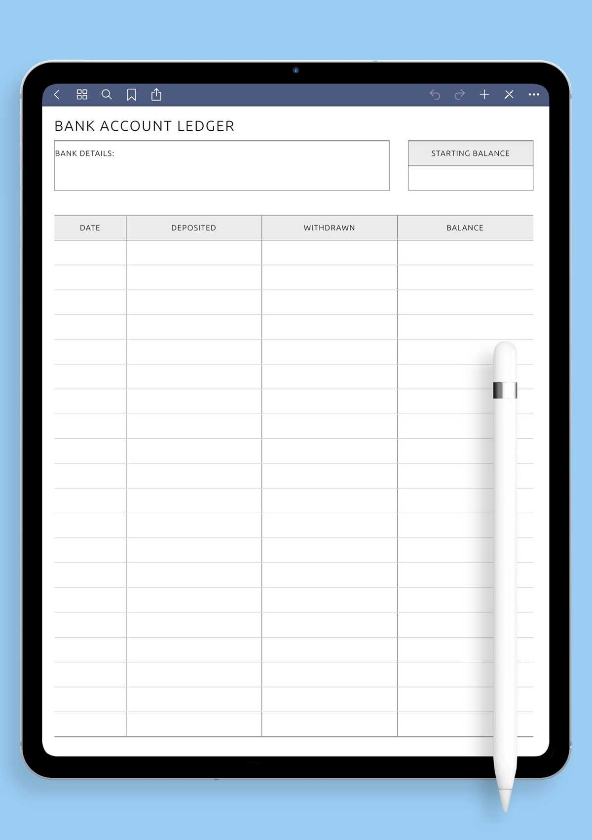 free bank ledger printable