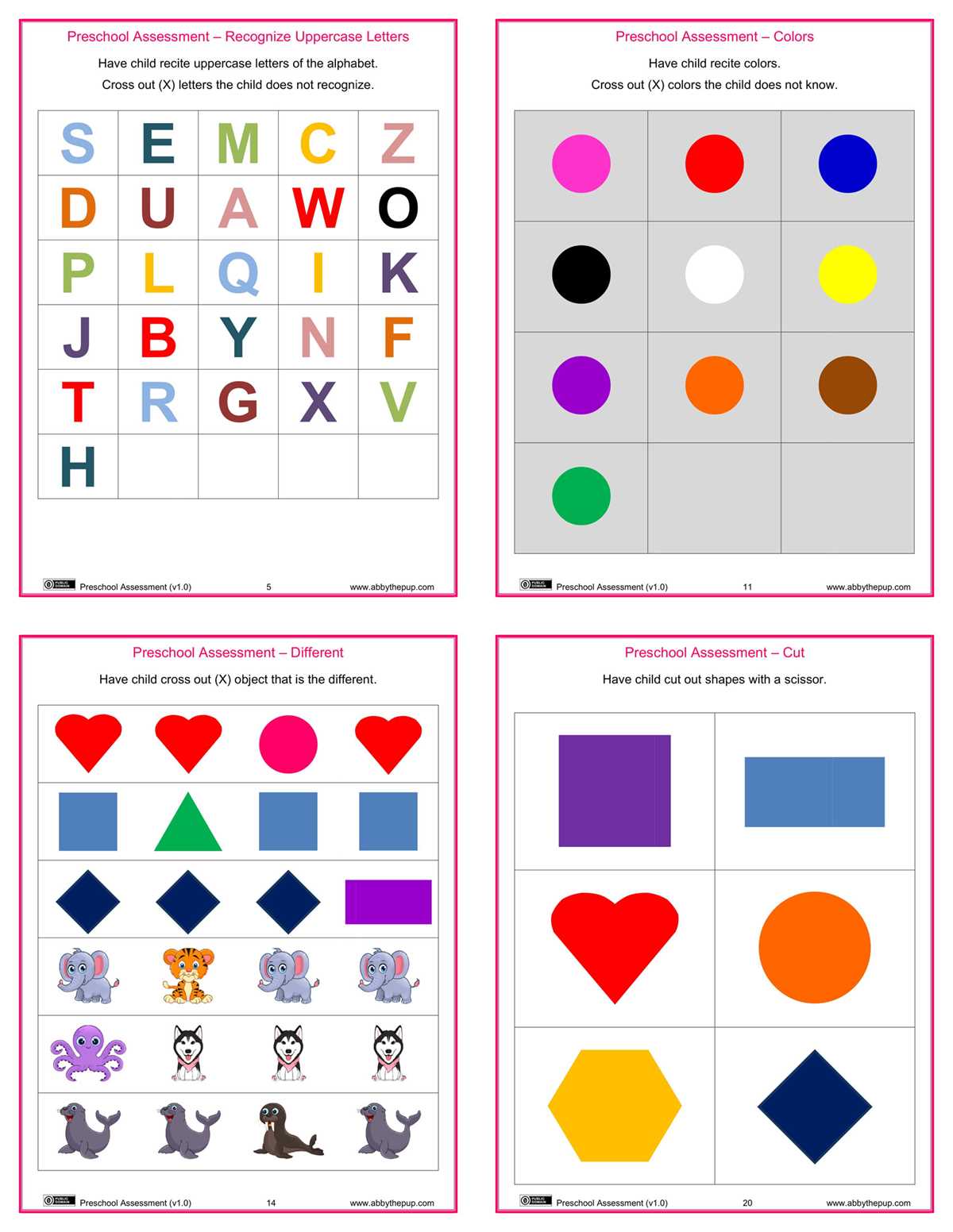 free preschool assessment printable