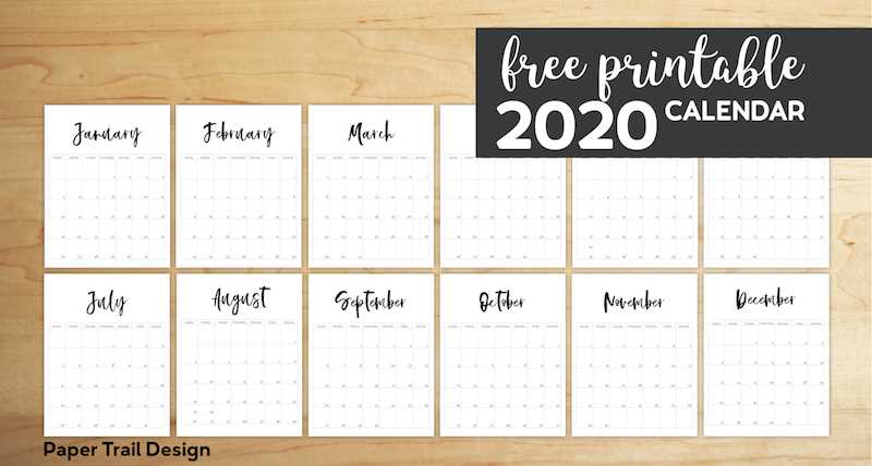 free printable 2020 calendars