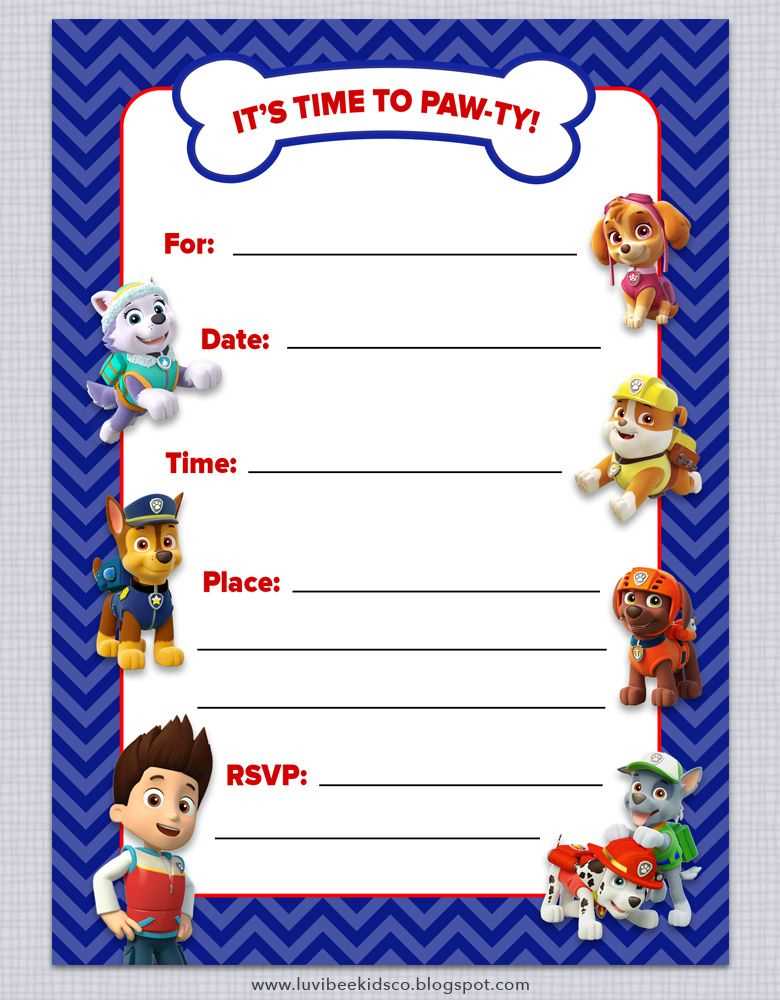 free printable blank paw patrol birthday invitations