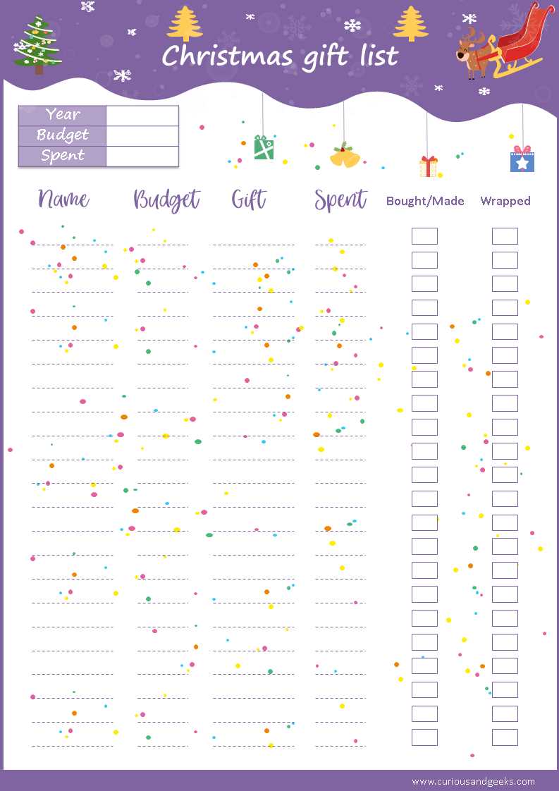 free printable christmas present list free printable christmas present list