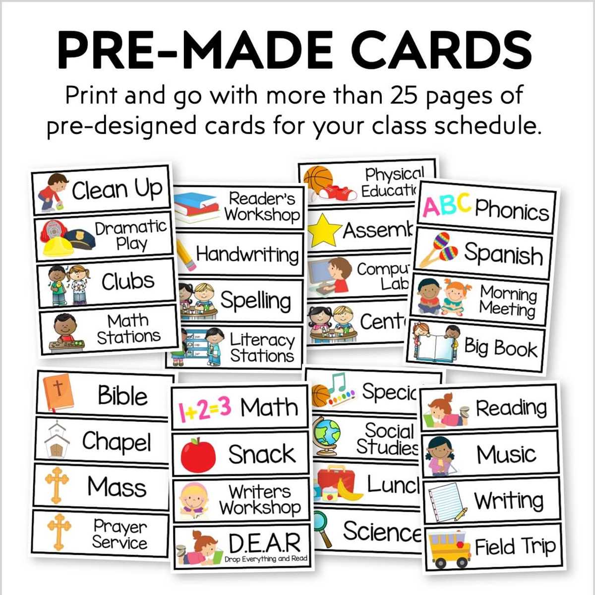 free printable classroom schedule cards free printable classroom schedule cards