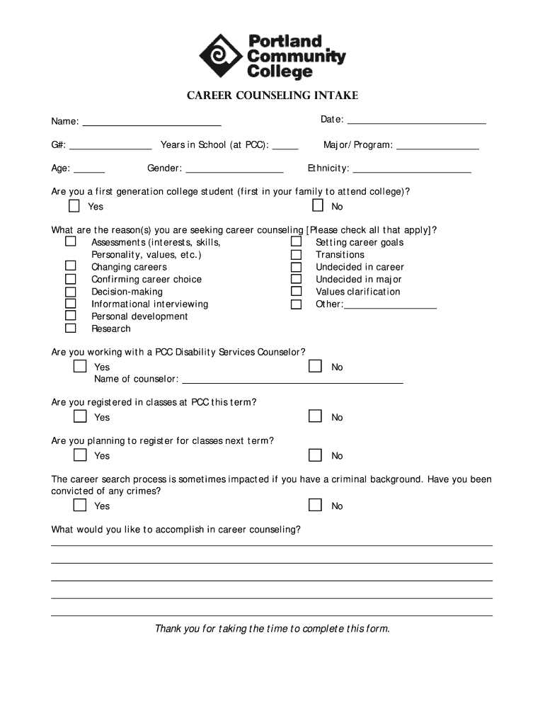 free printable counseling intake forms