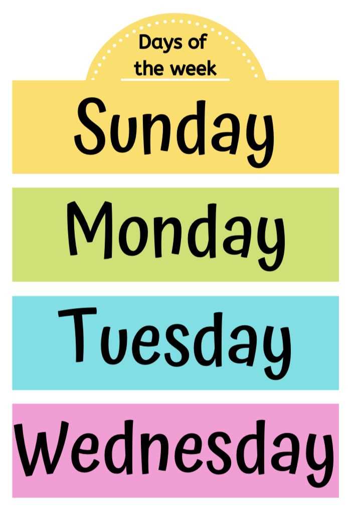 free printable days of the week