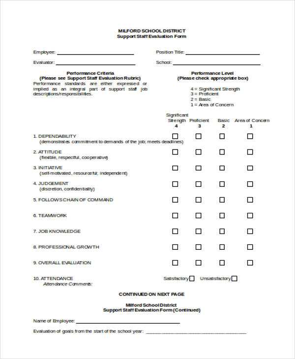 free printable employee evaluation form free printable employee evaluation form