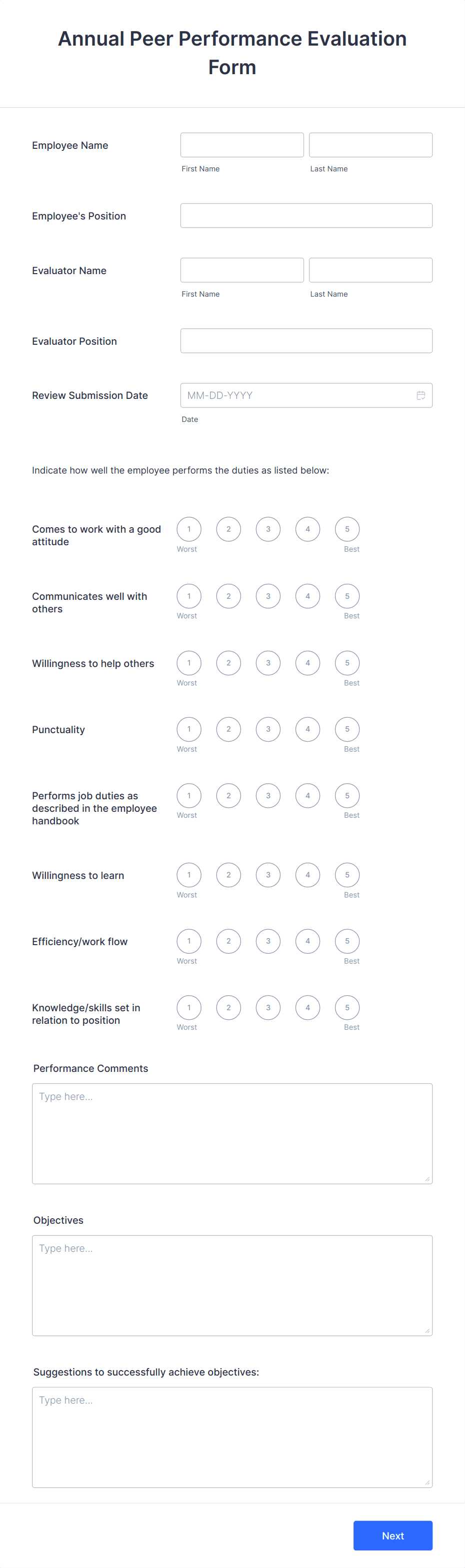 free printable employee evaluation form free printable employee evaluation form