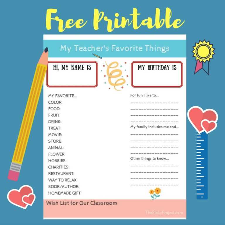 free printable employee favorite things list free printable employee favorite things list